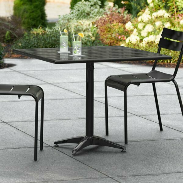 Lancaster Table & Seating Lancaster 36'' x 36'' Black Outdoor Table with Umbrella Hole. 427CAU3636BK